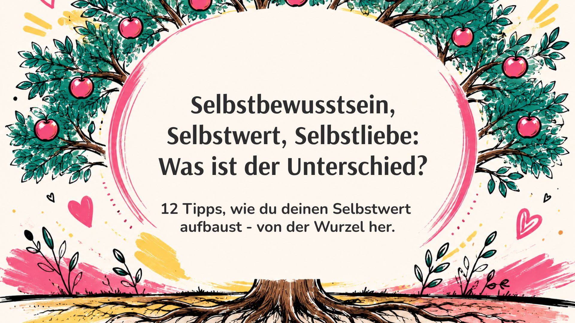 Titelbild zum Blog-Artikel zeigt einen gezeichneten Baum, Sketchnote-Stil, mit einem großen, frei gelassenen Oval in der Mitte, in dem der Titel wiederholt wird.